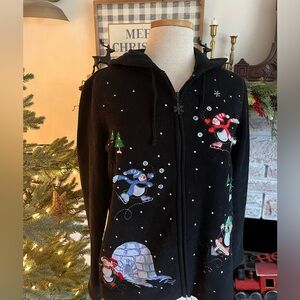 Essentials by Maggie winter holiday themed fleece sweater